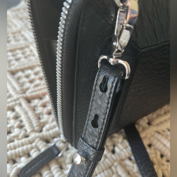 MACKAGE Black Roni Pebbled Leather Structured Crossbody Bag Like New - Picture 4 of 16